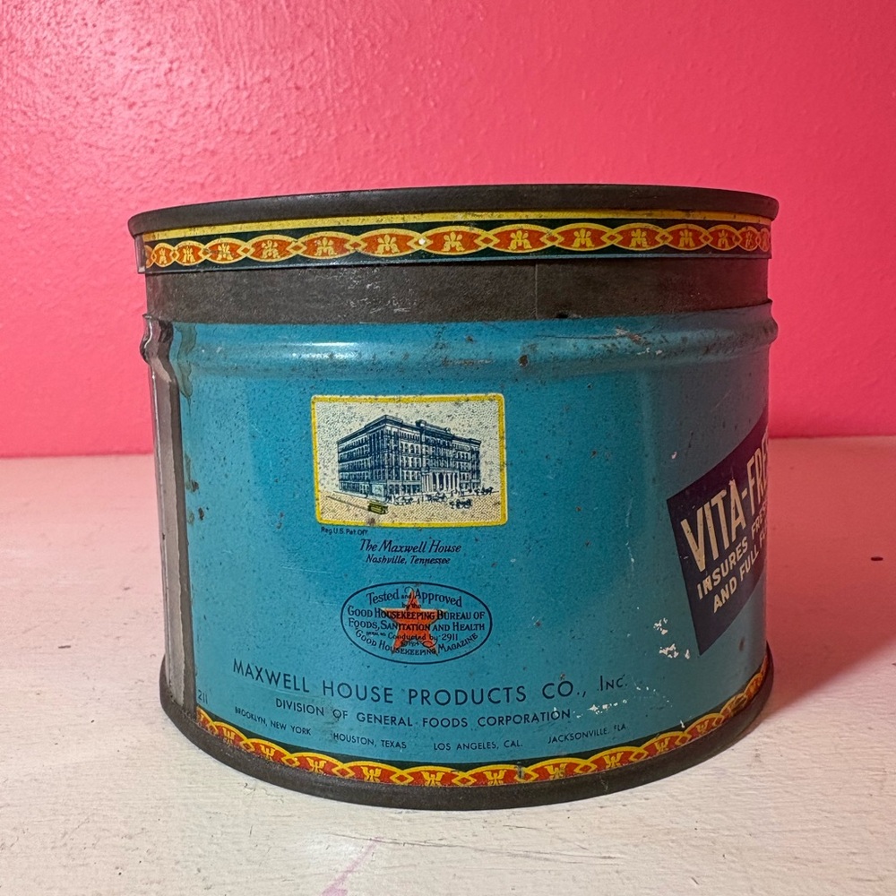 Vintage Maxwell House High Grade Coffee Tin Retro Collectible Display Vita-Fresh - Picture 7 of 7
